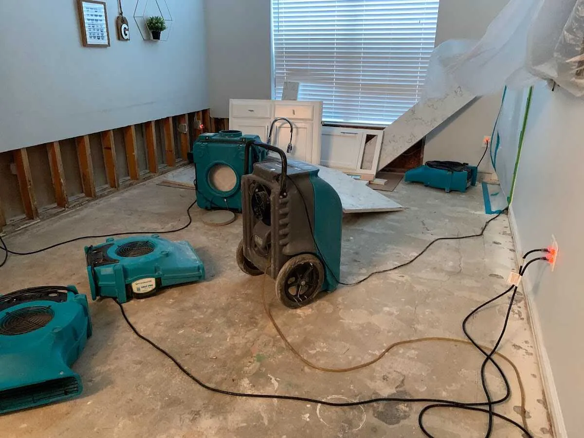 Dehumidifier in flood-cut room for Water Damage Restoration in Wahoo